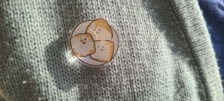 Pin attached to sweater