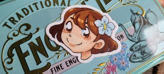A vinyl sticker of Kara with a flower in her hair