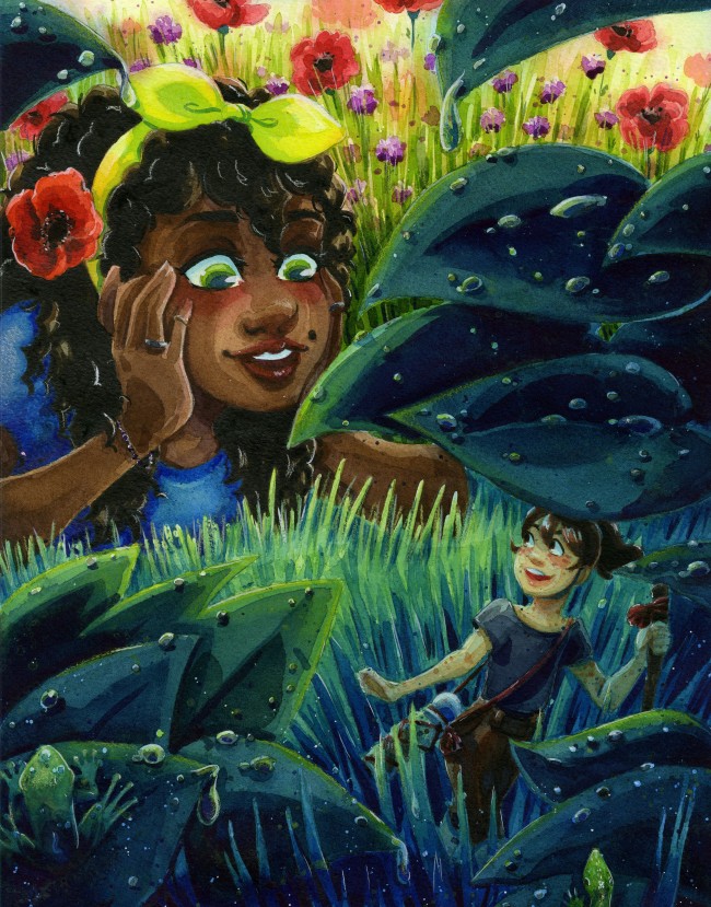 Kara and Naomi Wild Flowers (traditional watercolor)