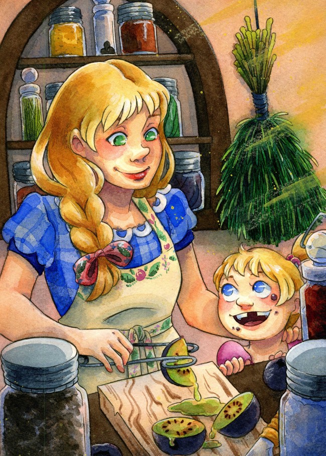 Sweet and Sticky Smiles (traditional watercolor)